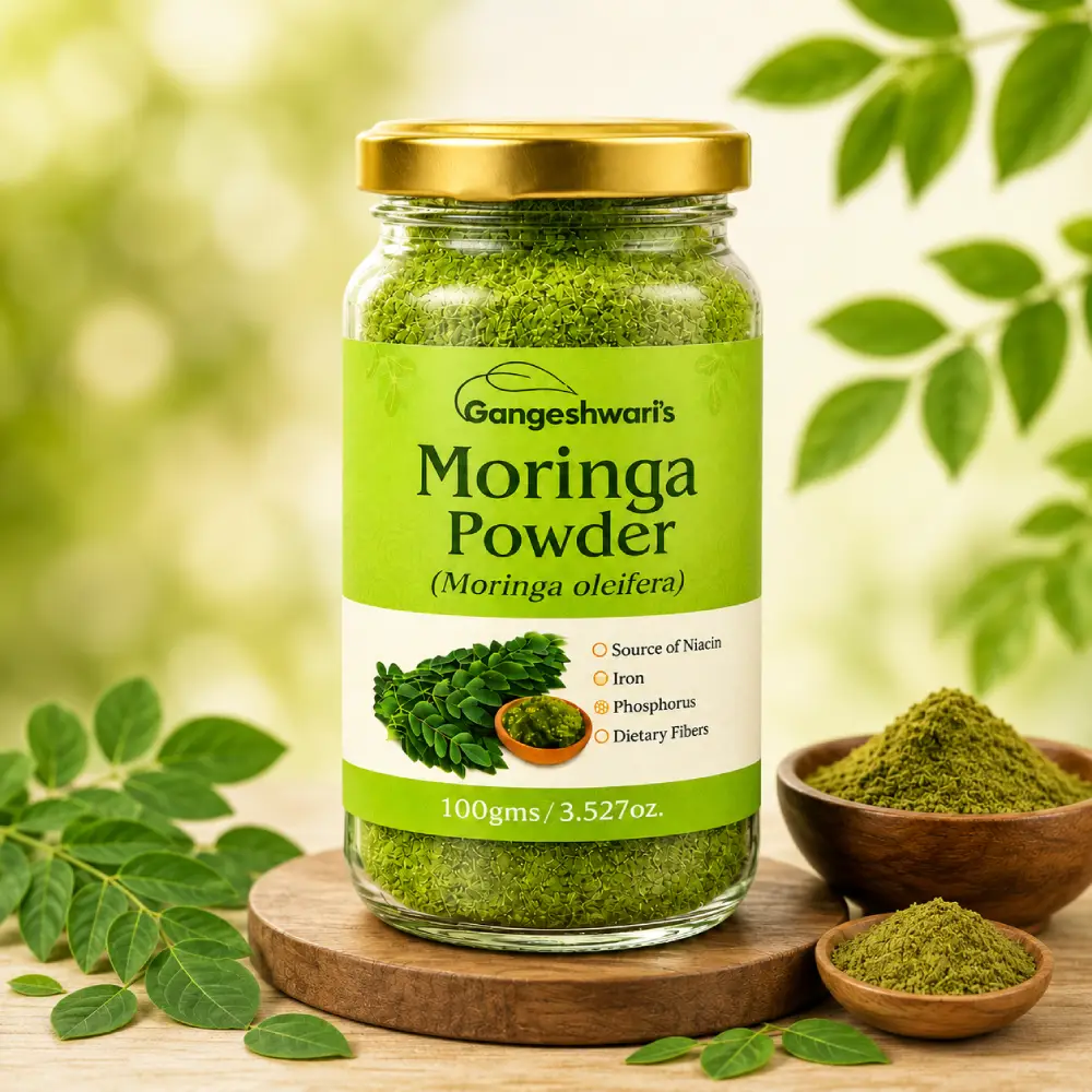 Gangeshwari Moringa Leaf Powder (Moringa oleifera) - 100gms. - 100% Natural - No Added Colors- Flavors- Preservatives