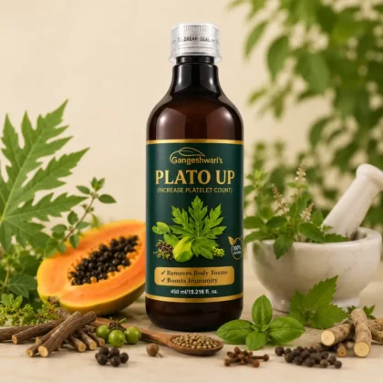 PlatoUp Syrup 450ml | Ayurvedic Papaya Leaf & Giloy Herbal Syrup